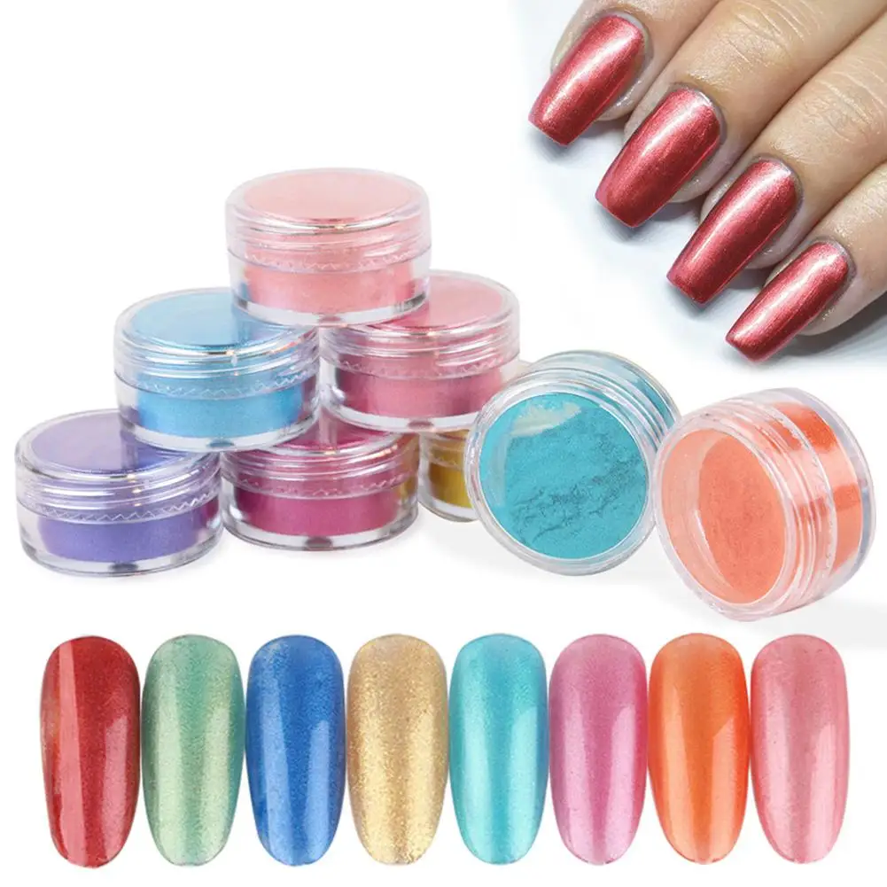 Зоопарк на голубом 12 шт./компл. нейл-арта перламутровый порошок Волшебное зеркало