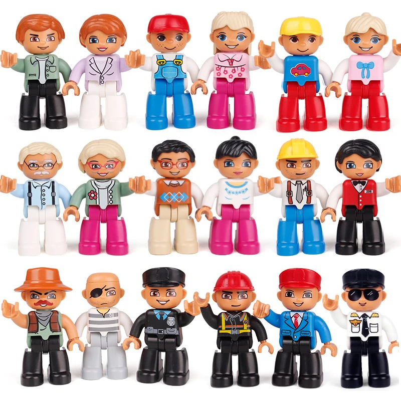 Action Figures Big Size Bricks Blocks Model Building Blocks Accessory Family Series Policemen Doctor Character Toys For Children