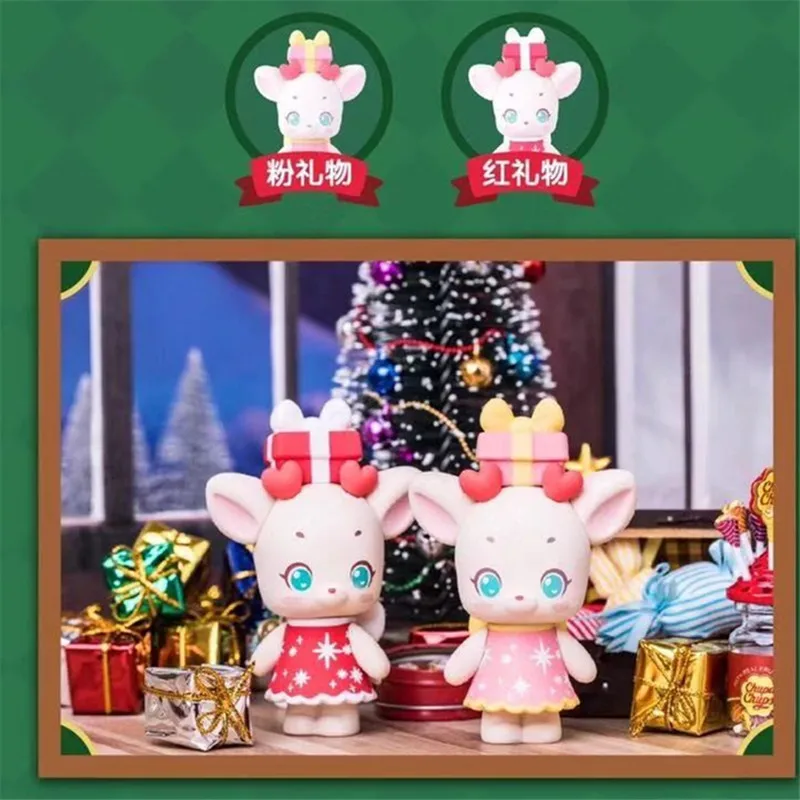 Глухая коробка a енот олень миндаль кукла Теплая Зимняя серия мини прилив игра