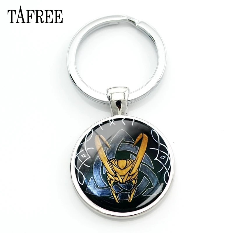 TAFREE Loki Бог озорства брелки модные уникальный художественный узор стекло, кабошон, серебро цвет для мужчин и женщин вечерние подарки Ювелирные изделия GO14