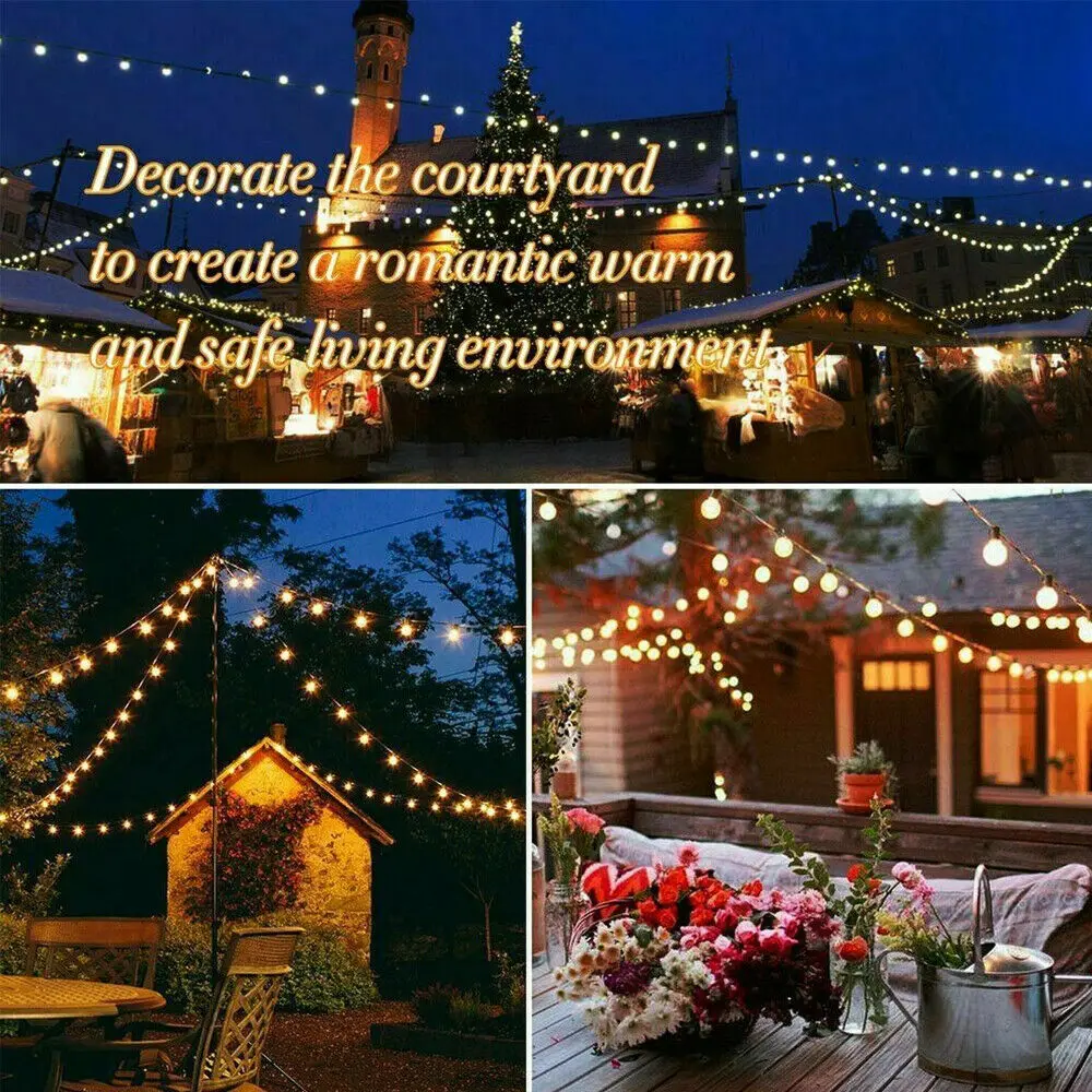 Водонепроницаемая гирлянда G40 с круглыми лампочками длиной 25 футов подвесная