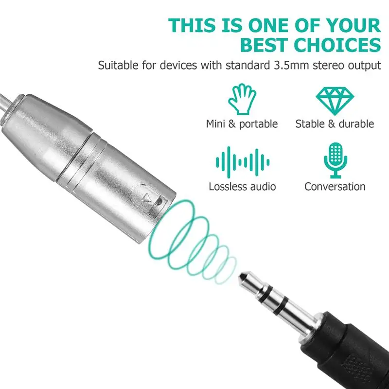 

2PCS 3.5mm Male to XLR Adapter Male Signal Interconnect Adapter for Microphone