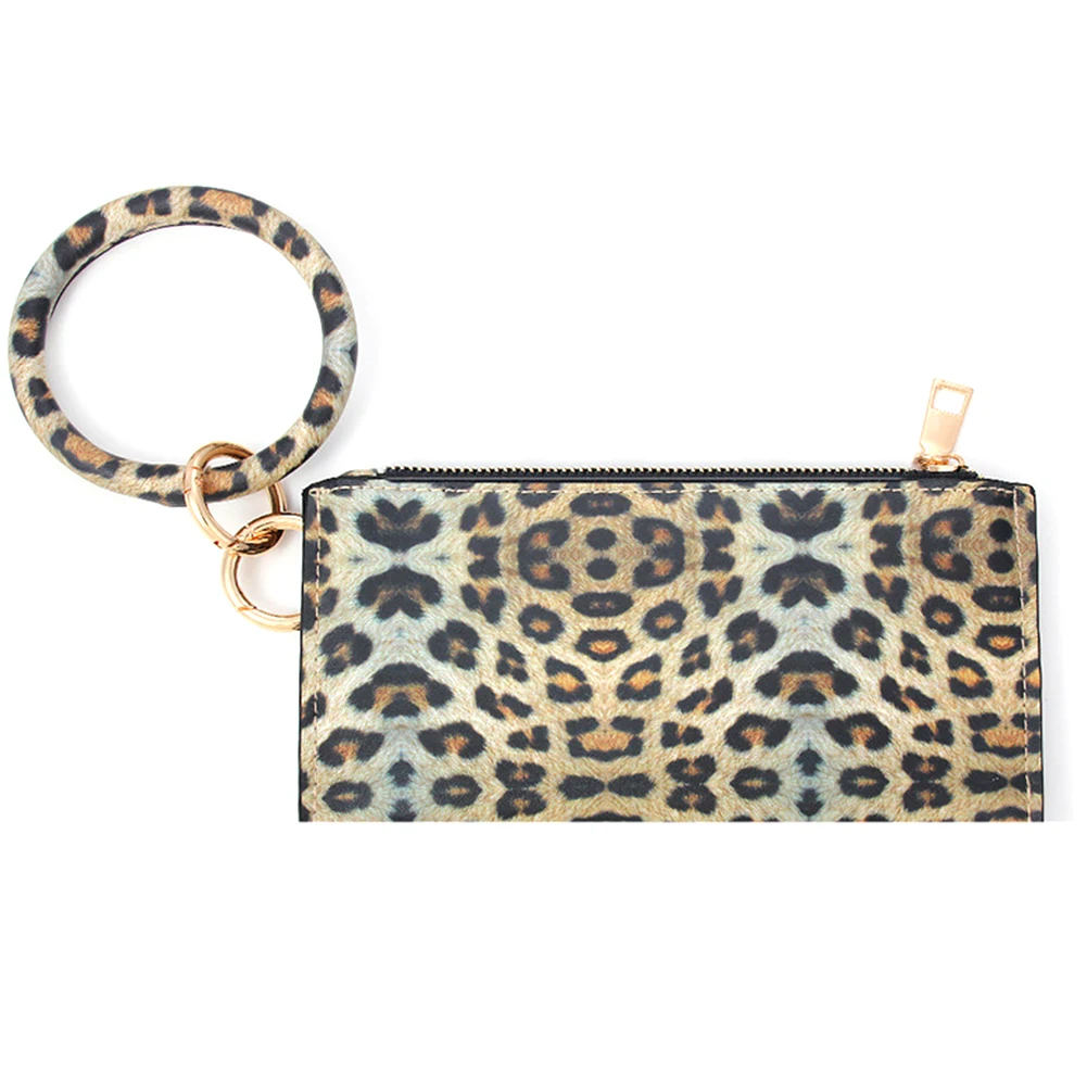 Женский леопардовый кошелек из искусственной кожи с ремешком на руку|Держатели