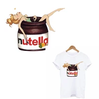 nutella girl patch stripes thermo stickers on clothes heat sensitive patches iron on transfers for clothing custom patch tops