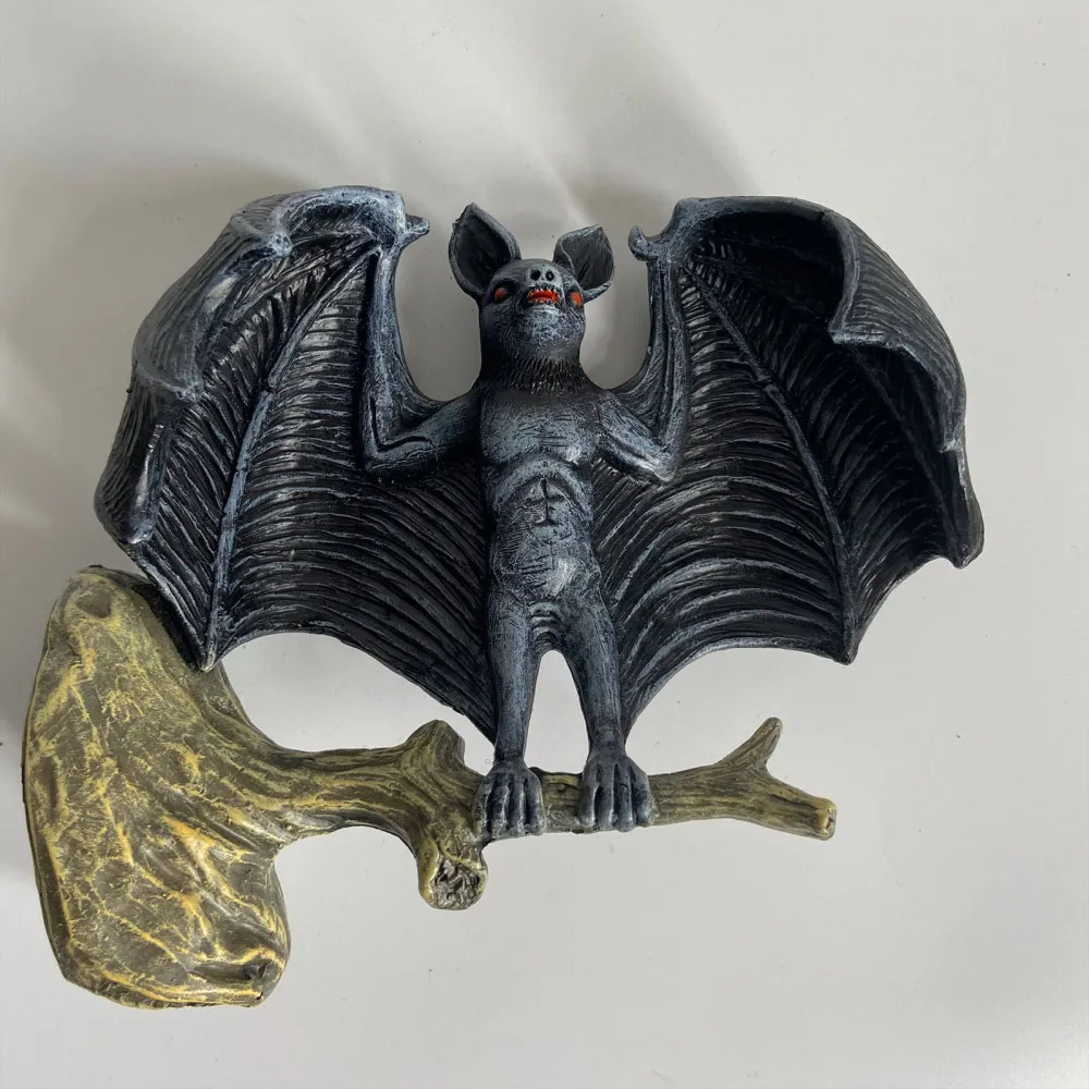 Colgante de &aacute;rbol de pared de murci&eacute;lago al rev&eacute;s, figurita de Animal en resina ornamento para exteriores, para Halloween, ambiente interesante, decoraci&oacute;n de jard&iacute;n-5