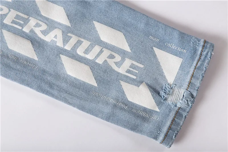 2021Men's Jeans Fashion Jeans Printed Blue Jeans Men's and Women's Jeans