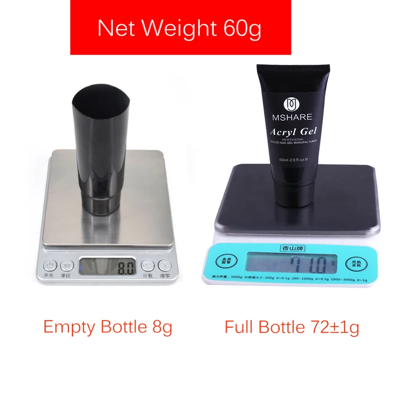 MSHARE акриловый гель черный 60 мл полистроитель Кристальный для ногтей