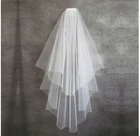 Новый ручной работы бисера жемчужно-белыйслоновая кость 2T свадебная вуаль с расческой