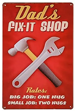 

MAIYUAN Dad's Fix-It Shop Sign,Funny Dad Repair Shop Metal Tin Sign for Birthday Thanksgiving Gifts for Dad (WYB0040)