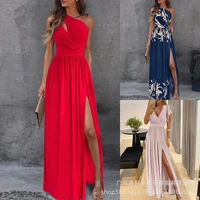 nowsaa women spring autumn elegant evening red long sleeve high slit ruched maxi dress sexy party shirt dresses prom wedding