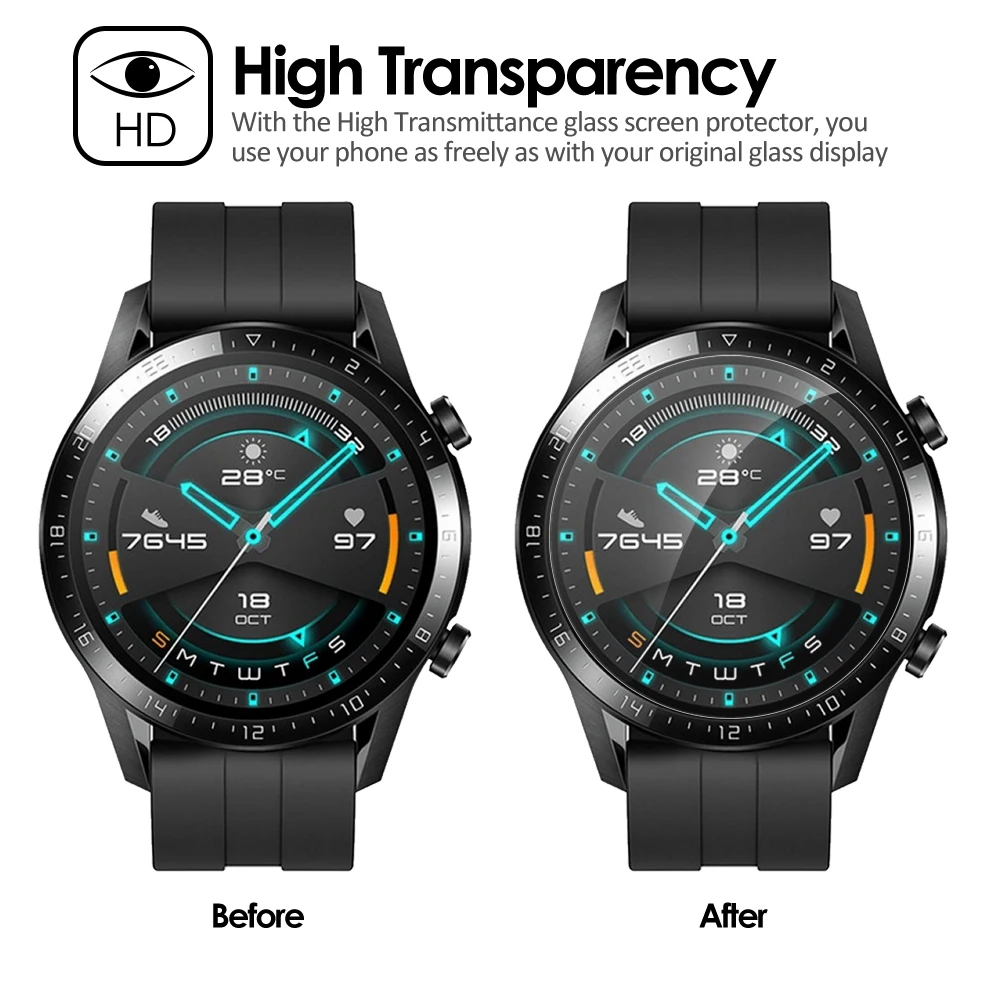 10 шт., закаленное стекло для huawei Watch GT 2, защита экрана 9 H, прозрачная защитная пленка против царапин, небьющаяся ультратонкая