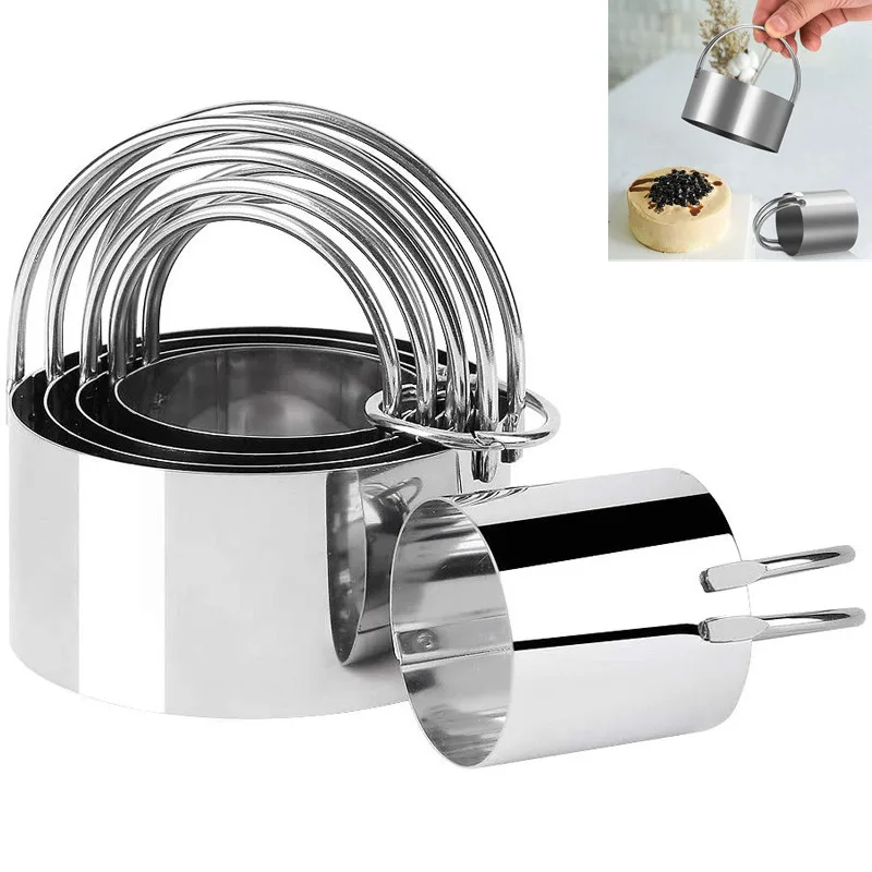 

5 Pieces Stainless Steel Cookies Cutter Set Circle Biscuit Pastry Cutters Mousse Ring Baking Cake Mold Kitchen Dough Tools