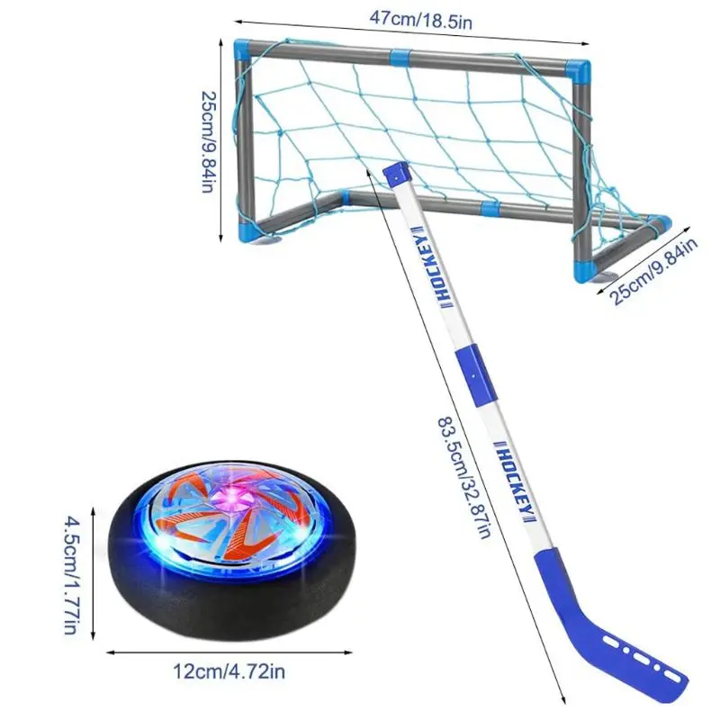 

Rechargeable Ice Hockey Stick Set Mini Suspension Ball 2 Goals for Kids Indoor Game Sports Training Toys