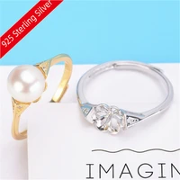 free shipping wholesale 925 sterling silver pearl ring accessories types creative ring for women diy pearl jewelry gifts 2019j00