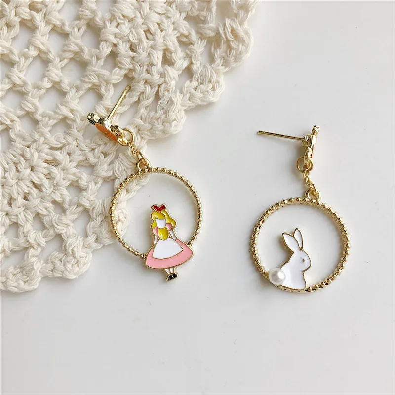 Модные популярные милые серьги в виде кролика металлические темпераментные