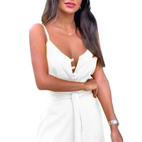 2021 summer white dress european and american women personalized button sexy v neck stitching suspender dresses big pendulum 549