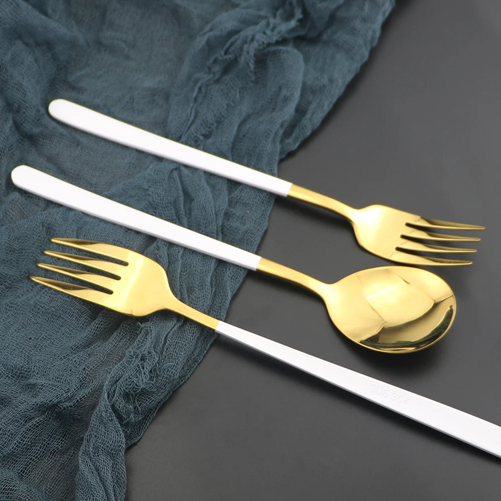 Столовый Набор для кухни из белого золота 24 шт./компл. набор посуды нержавеющей