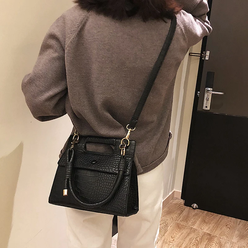 Винтажная каменная маленькая сумка женская из искусственной кожи с узором