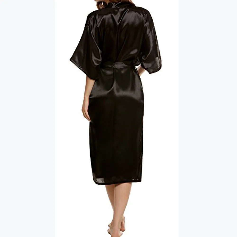 

New Satin Fashion Women's Bathrobes Satin Robe Nightgown Halt Sleeve Pajamas Lingerie Night Mini Dress Lace Sexy Sleepwear