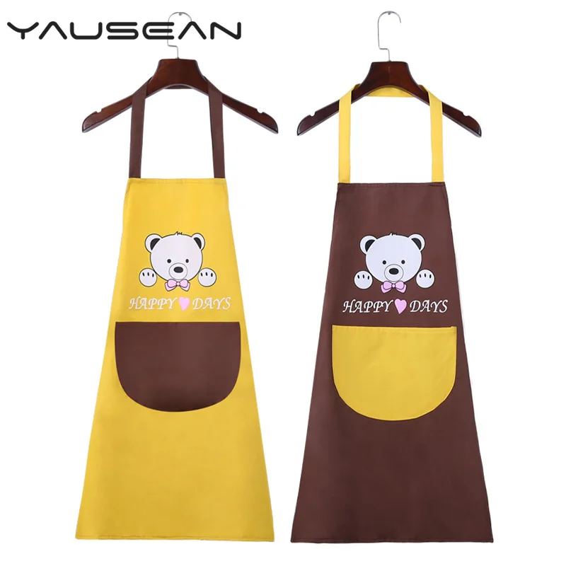 Новинка Кухонный Фартук с рисунком медвежат Дамский водонепроницаемый и