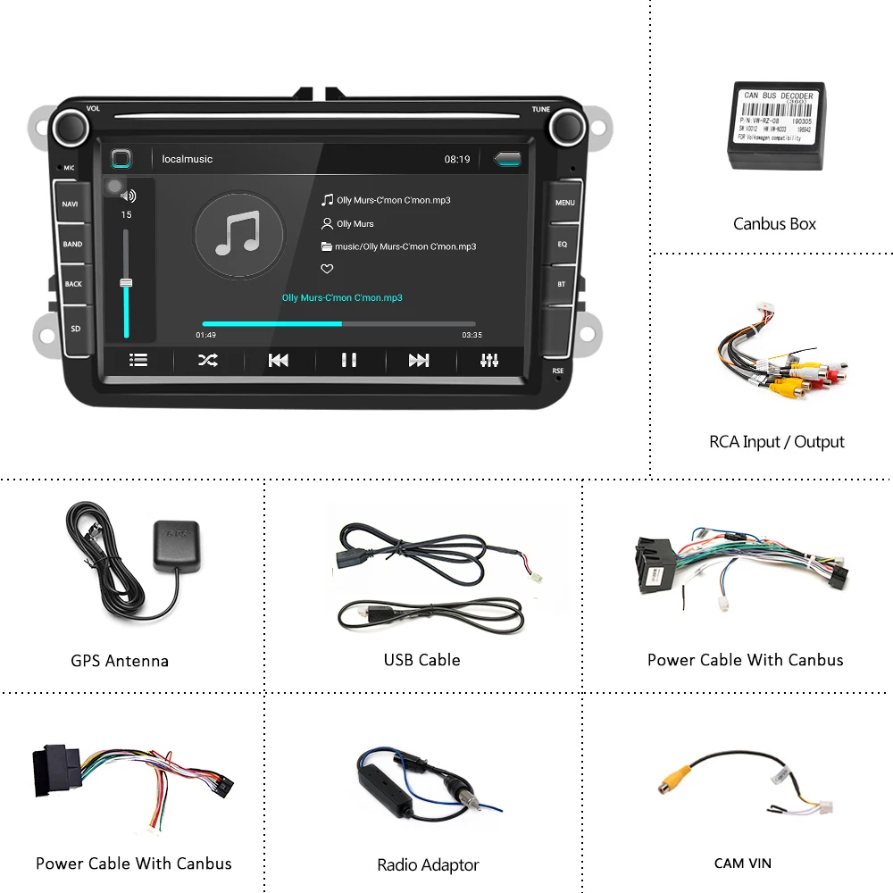 Автомагнитола AMPrime для VW мультимедийный MP5 плеер с сенсорным экраном 8 ''TFT GPS