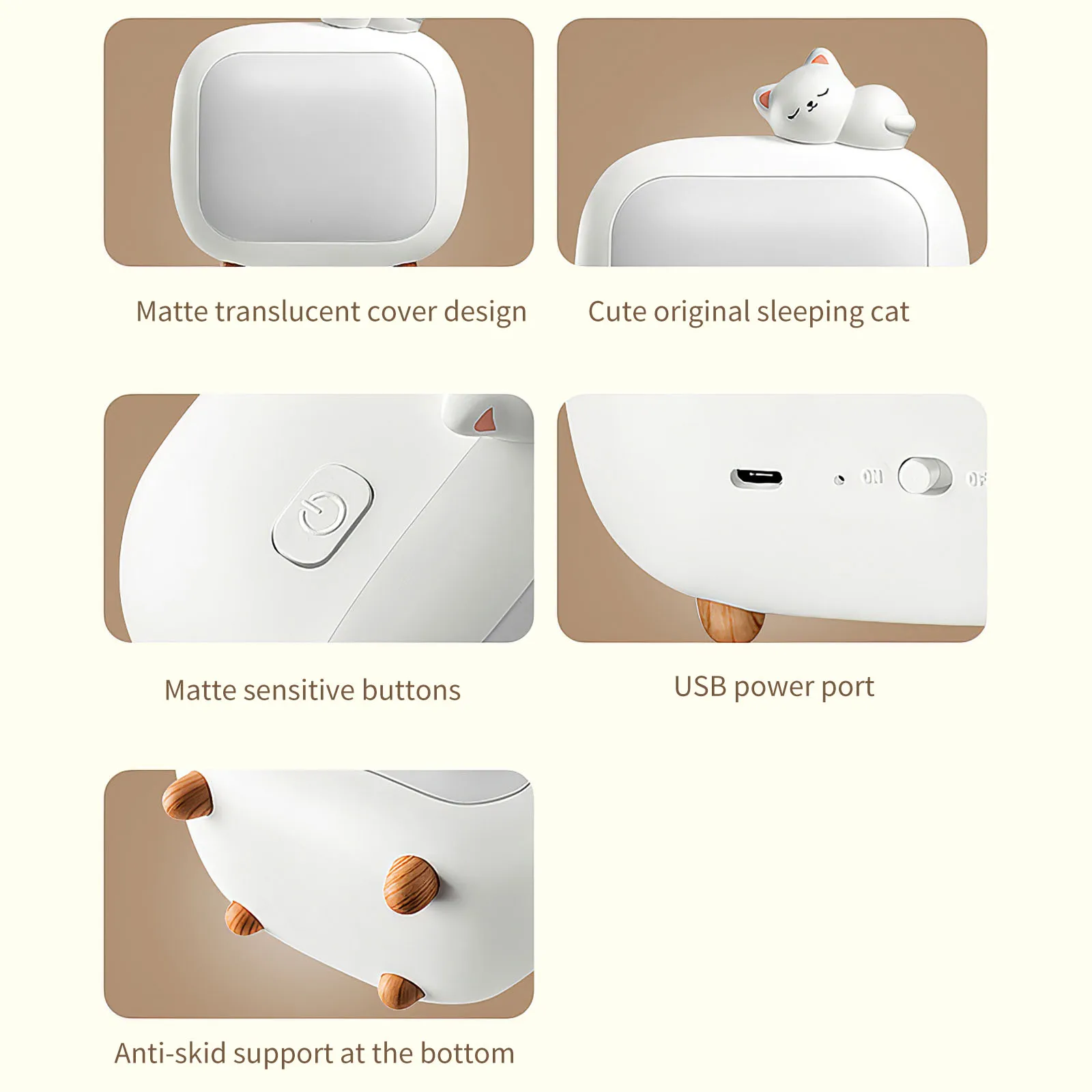 

Remote Control Lovely Night Lamp Cute Kitten Kids Lamp Table Bedside Light 2400mah Battery Desk Light for Bedroom Study Room