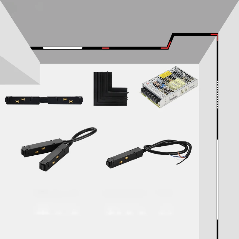 Magnetic Track Lighting System Accessories Magnet Rail Kits Ceiling Recessed Track Corner Connector Power Supply 48v Transformer