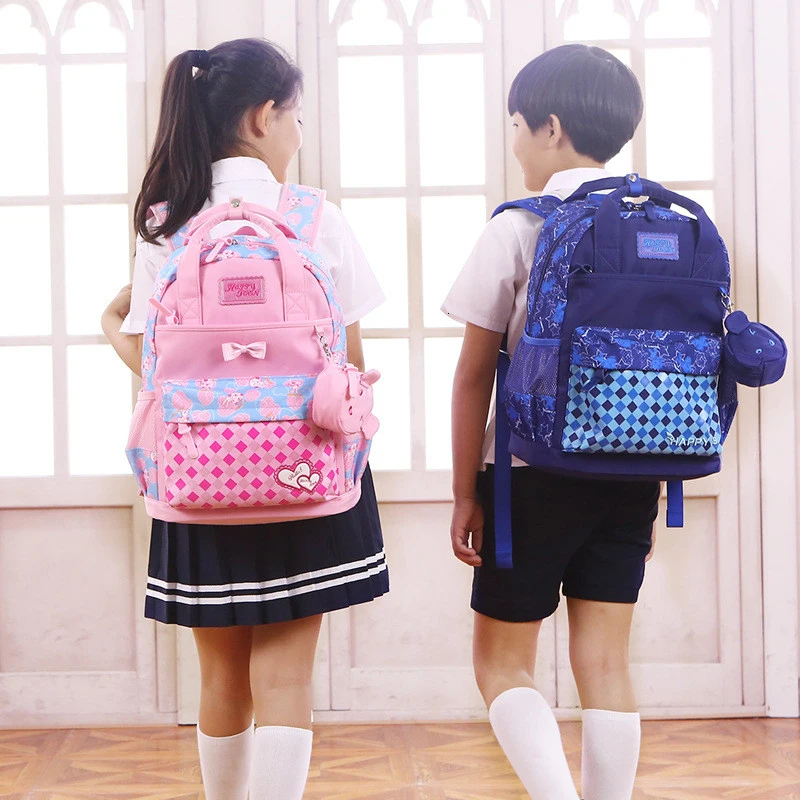 Nylon Cartoon School Bags Children Backpacks Waterproof Kids Girl Orthopedic School Bag High Quality Book Bag Grade 1-3 students