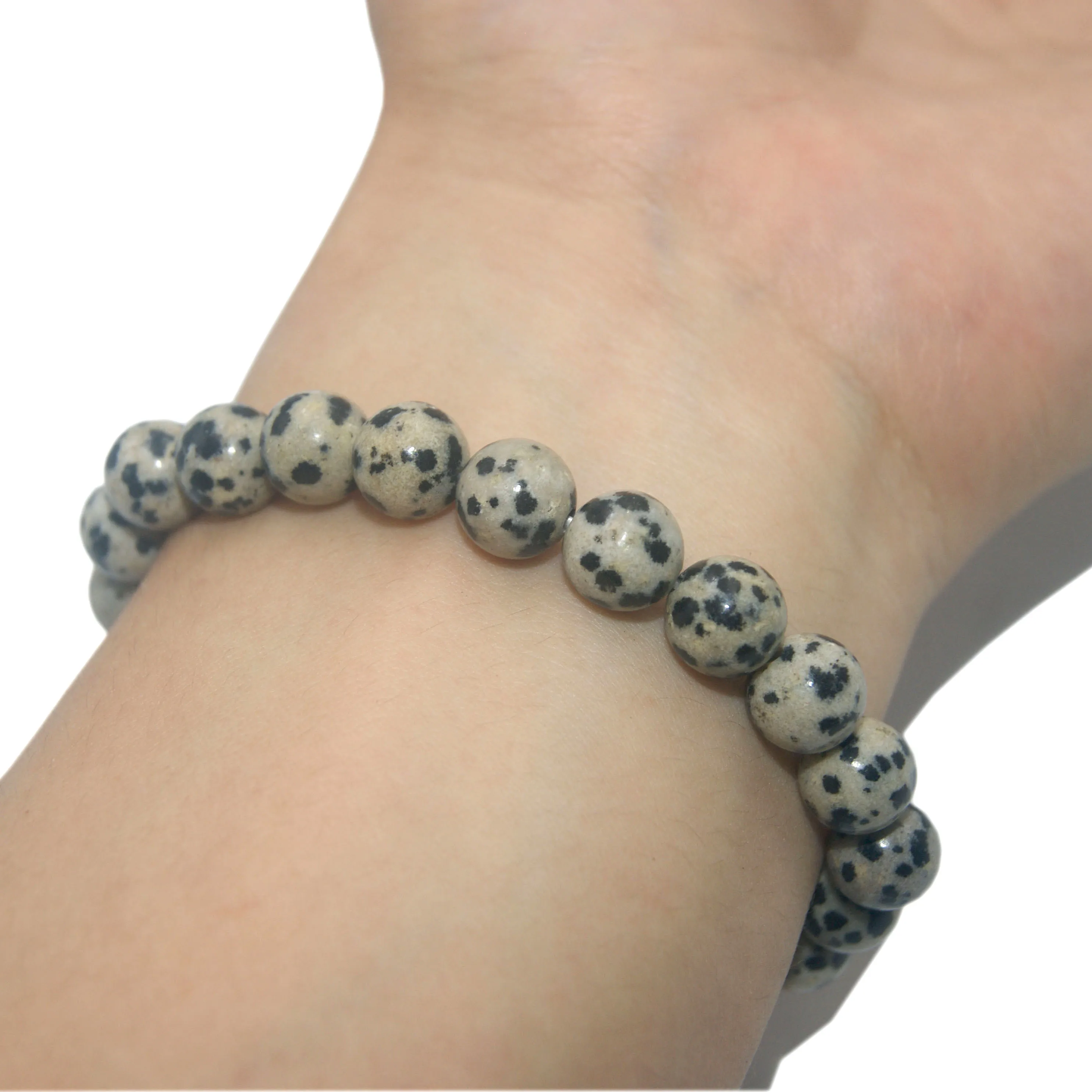 Dalmation 6 8 10 мм модный натуральный камень браслет для мужчин тигровый глаз Кристалл Агаты нашли жемчуг Йога стрейч браслет для пары - Окраска металла: Dalmation