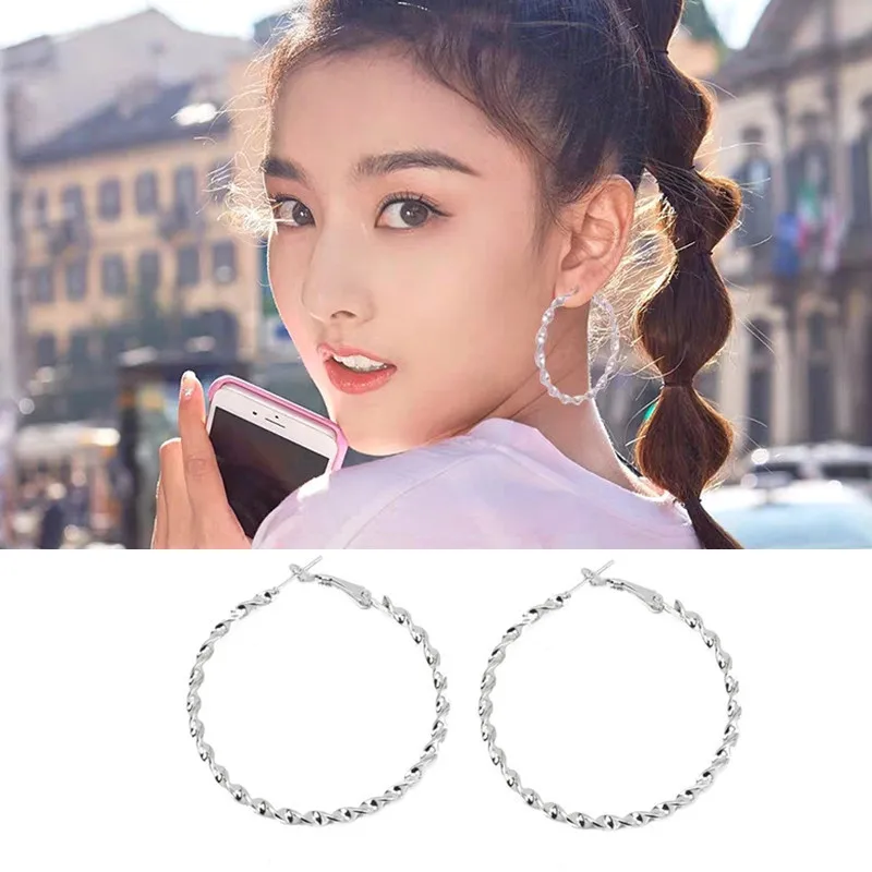 Серьги для девочек преувеличенный скрученный круг серьги мода диких большие