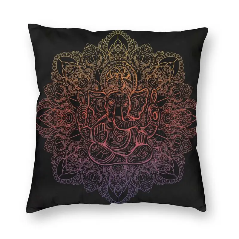 

Lord Ganesha Mandala Pattern Cushion Cover Double-sided Elephant God Throw Pillow Case for Living Room Pillowcase Decoration