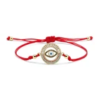 Плетеный веревочный браслет с фианитами и кристаллами