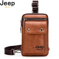 jeep buluo split leather male waist pack phone pouch bags multi function waist bag mens small chest shoulder belt bag back pack