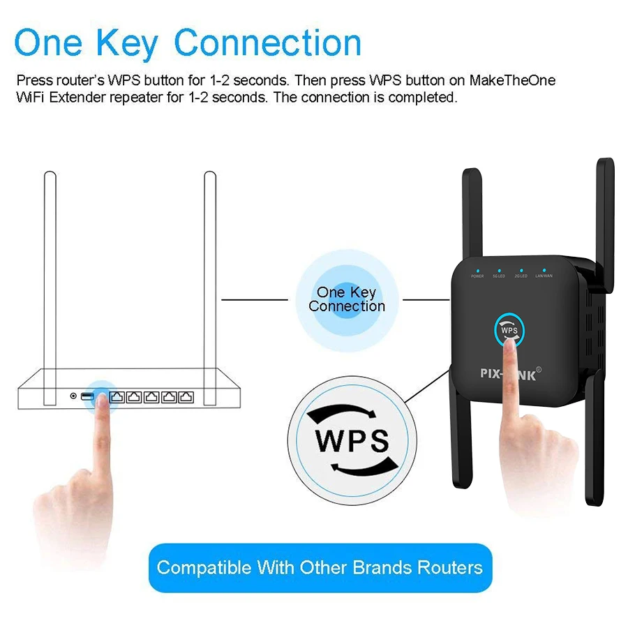 Беспроводной Wi-Fi ретранслятор 5 ГГц 1200 Мбит/с усилитель Wifi 802.11N сигнала AP с большим