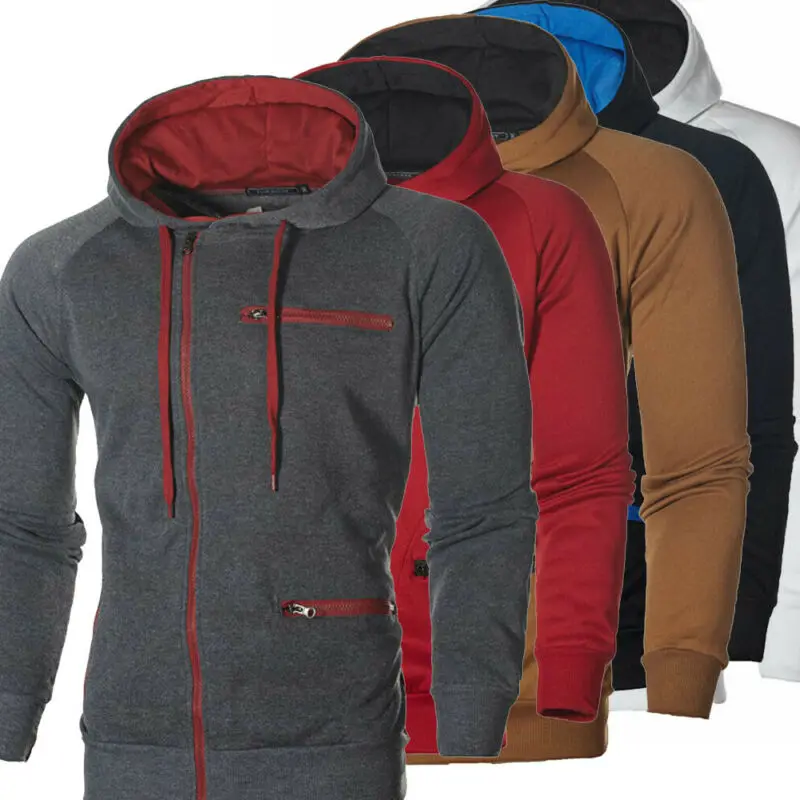 Мужская теплая толстовка с капюшоном Повседневная Толстовка модная однотонная