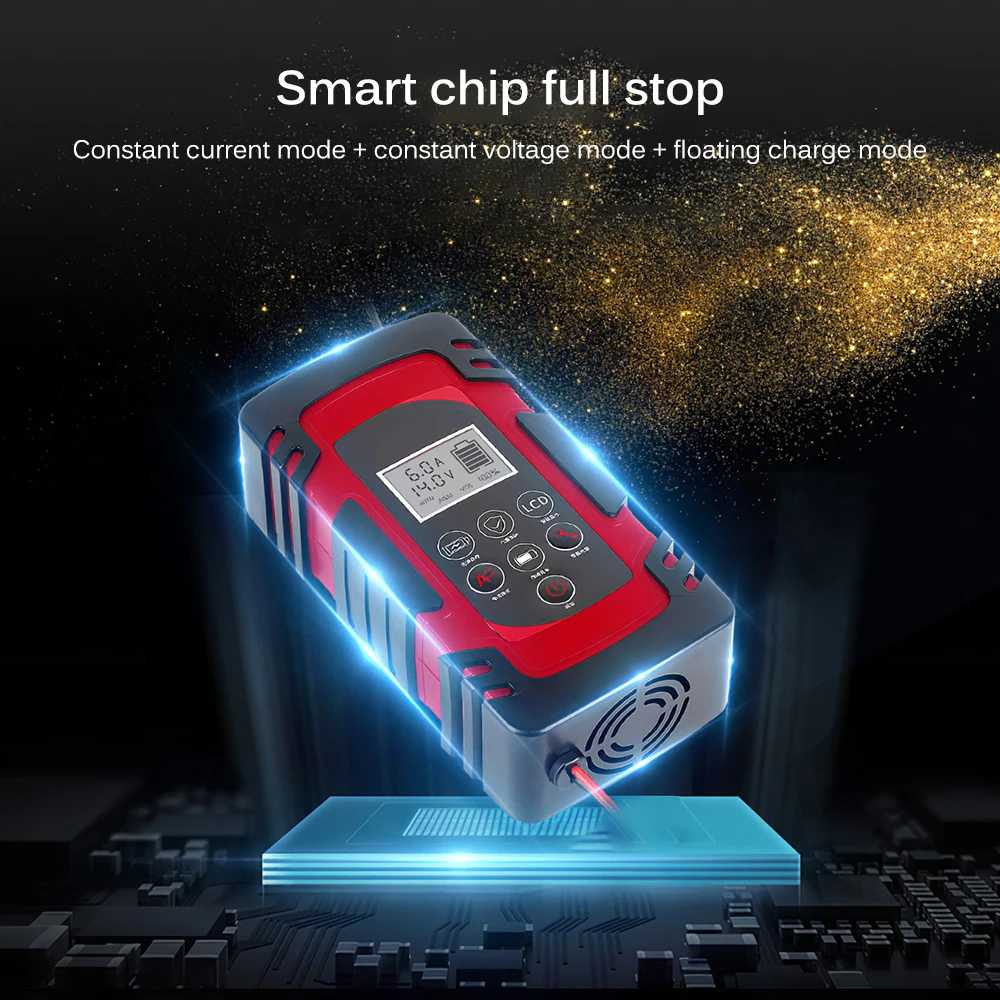 

Smart Battery Charger Car Battery Charger 12V/8A 24V/4A LCD Display Pulse Repair Charger Pack for Car Motorcycle SUV Automatic
