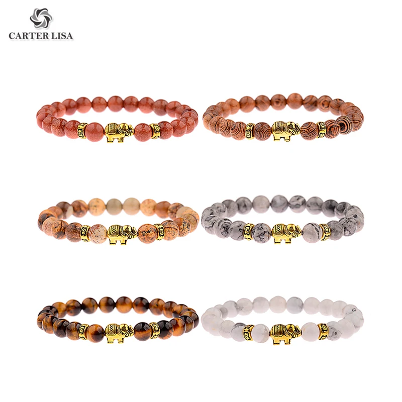 CARTER LISA Charm мужской минималистичный браслет из натурального камня медитация