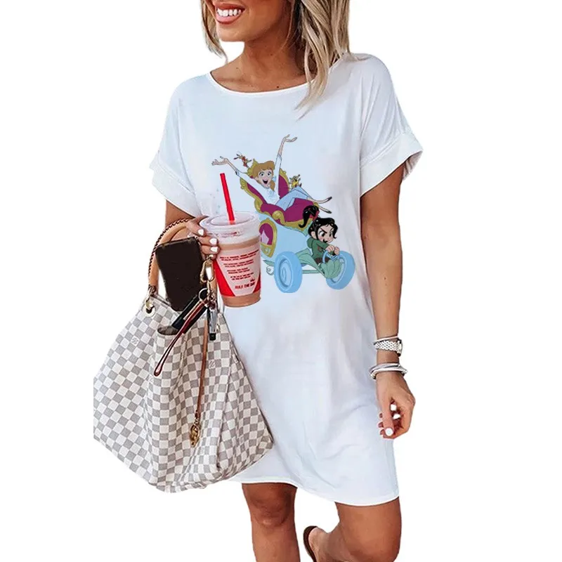 

Beauty Princesses Lilo & Stitch Minnie Mouse Summer Women's Dress 2021 Kawaii Cartoon Korean Dress Women Clothes Dresses Women