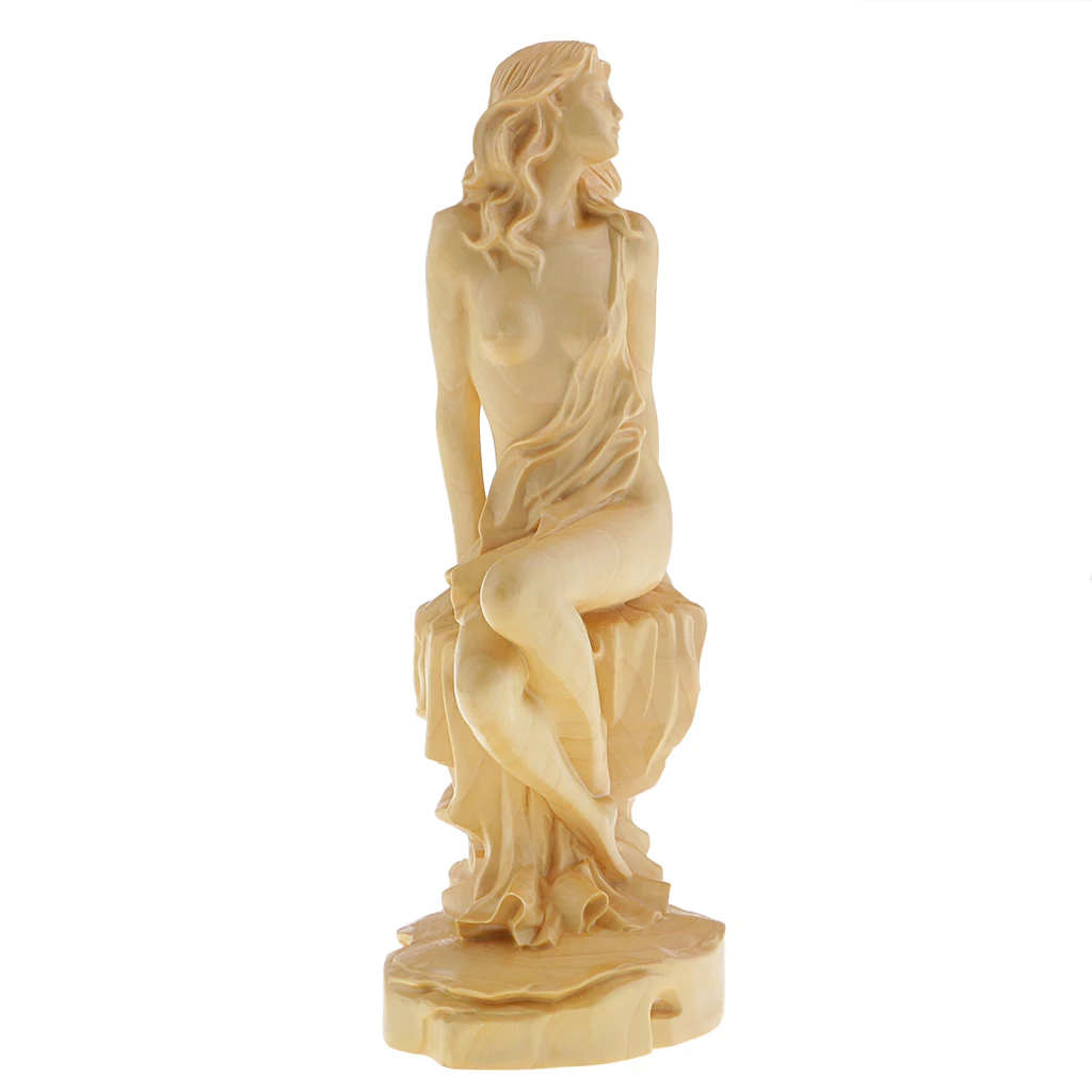 

European Style Boxwood Carved Beauty Statue People Figurine Sculpture for Home Office Decor