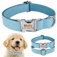 nylon brown small medium large pet personalized dog collar free engraved id name
