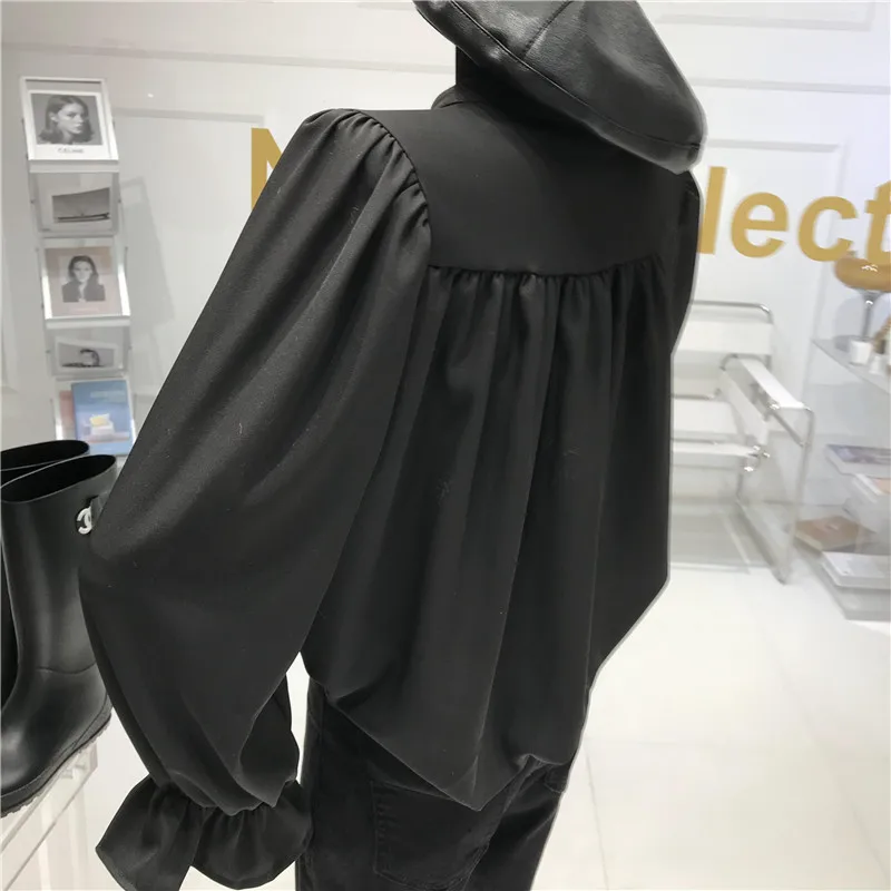 

Bow White Lantern Sleeve Shirt Women's Spring 2021 New Design temperament loose Versatile Top