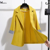 plus size spring summer thin suit jacket korean basic office lady elegant slim blazers casual striped three quarter sleeve coat