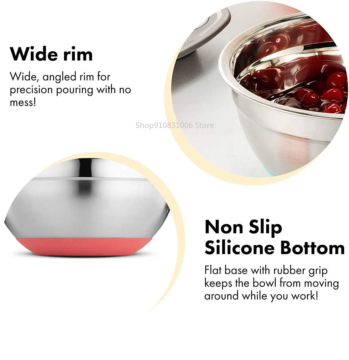 

7 Colors Stainless Steel Mixing Bowl With Lid Home Kitchen Egg Mixer Salad s Non-slip Silicone Bottom Food Storage Set