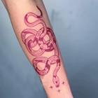 Водостойкие временные наклейки-татуировки в виде Красной змеи большого размера для женщин мужской боди-арт наклейки на талию