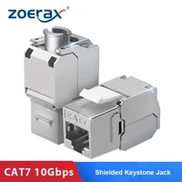 zoerax 5pcs rj45 cat 7 tool less stp shielded keystone jack keystone zinc alloy module coupler adapter wall plate