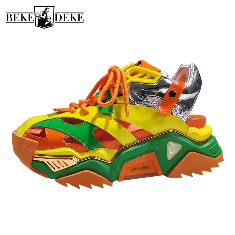 Летние повседневные сандалии на платформе с вырезами Женские разноцветные из