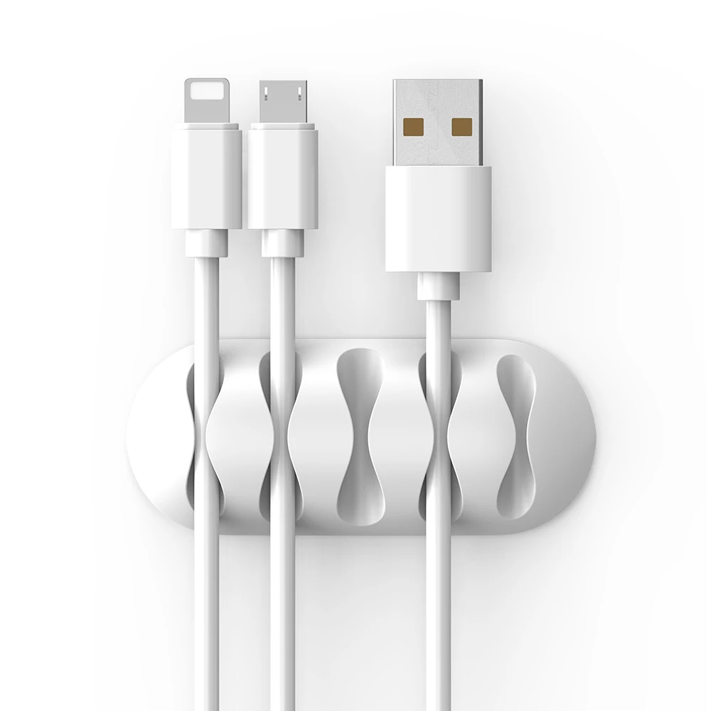 Белый FLOVEME USB кабель Органайзер провода намотки наушников Держатель кабеля шнур держатель Клип офисный Настольный телефон кабели фиксатор провода управление - Цвет: Белый