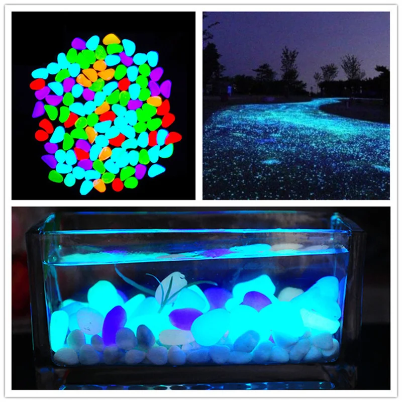 10 шт аквариума украшения для светящиеся камни искусственные декоративные галька