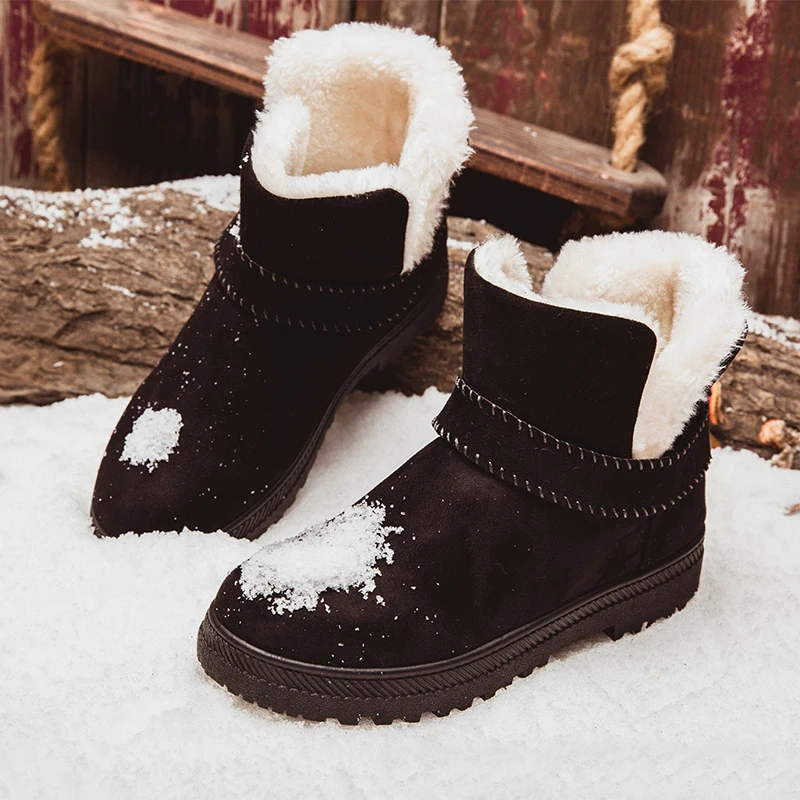 

New Snow Boots Women's Flat Bottom Large Size Short Boots Women's Cotton Shoes Short Tube Women's Boots