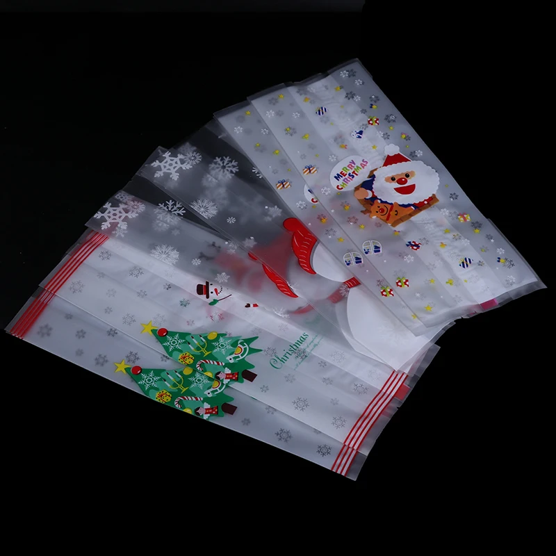 50 шт Рождественская сумка целлофановый печенье Счастливого Рождества мешочек
